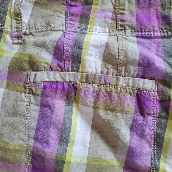 💥3 for $15💥 Old Navy purple & Yellow plaid Bermuda shorts - Picture 6 of 7